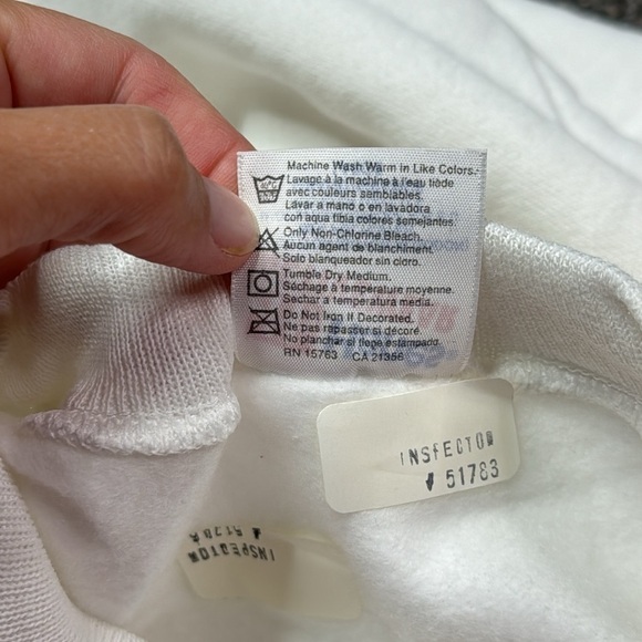 Vintage Hanes White Crewneck Sweatshirt 80s Large - Picture 8 of 10